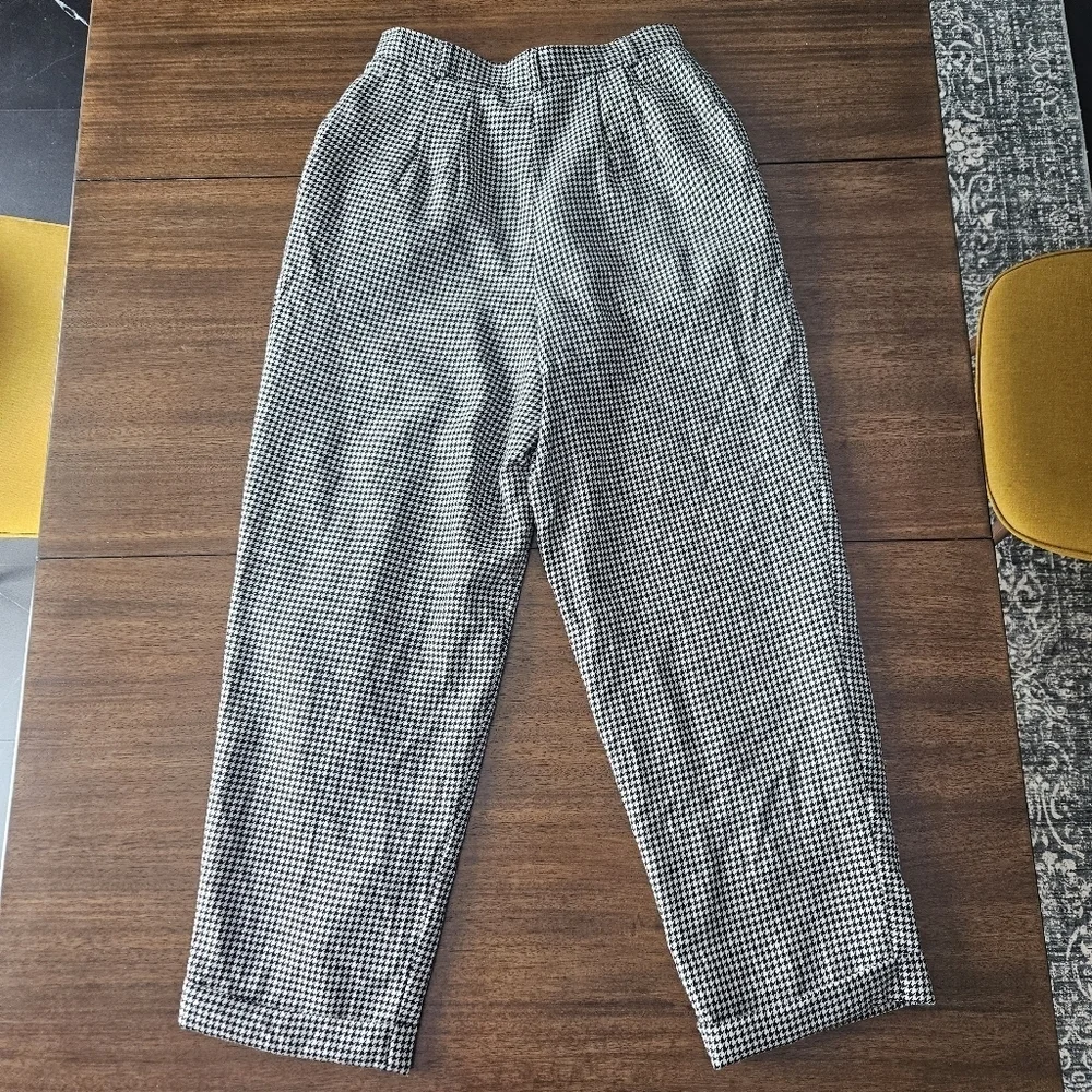 Vintage Talbots 100% Wool Houndstooth High Waisted Trousers